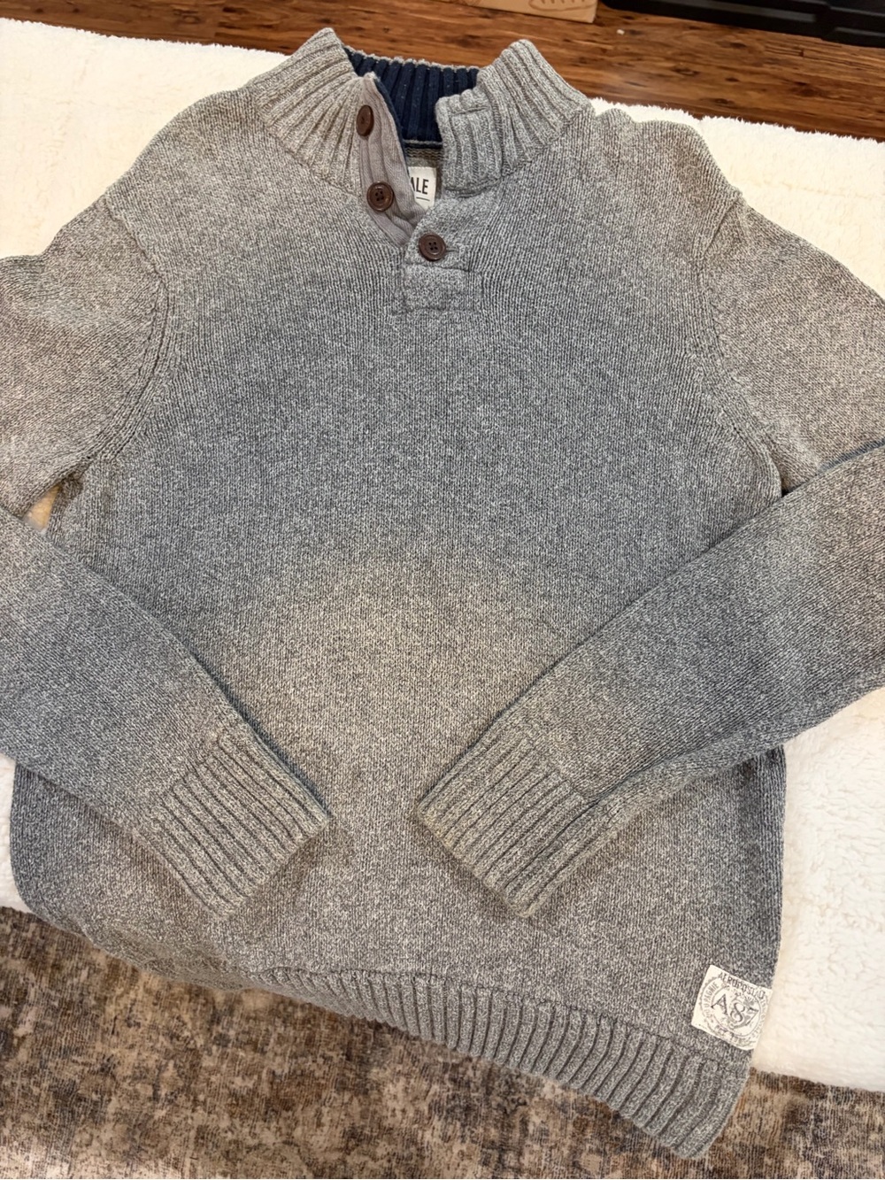 Aeropostale Men's Gray Knit Turtleneck Button Pullover